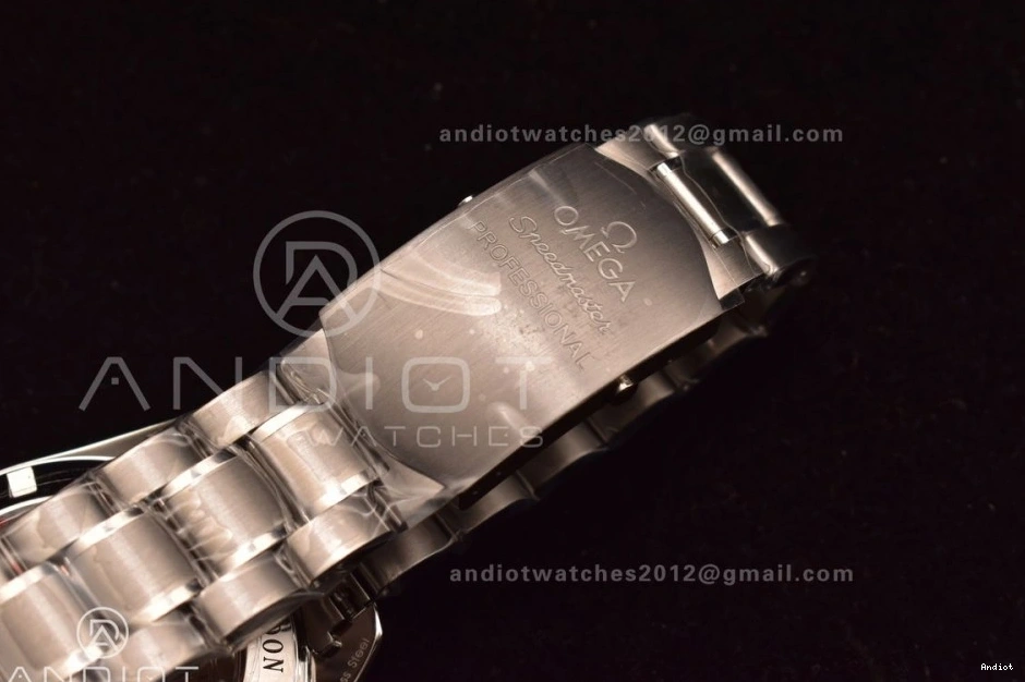 OMF on Manual Sapphire SS Transparent Winding Black with SS MoonWatch Movement Dial Chrono Speedmaster Bracelet Back Crystal 0401